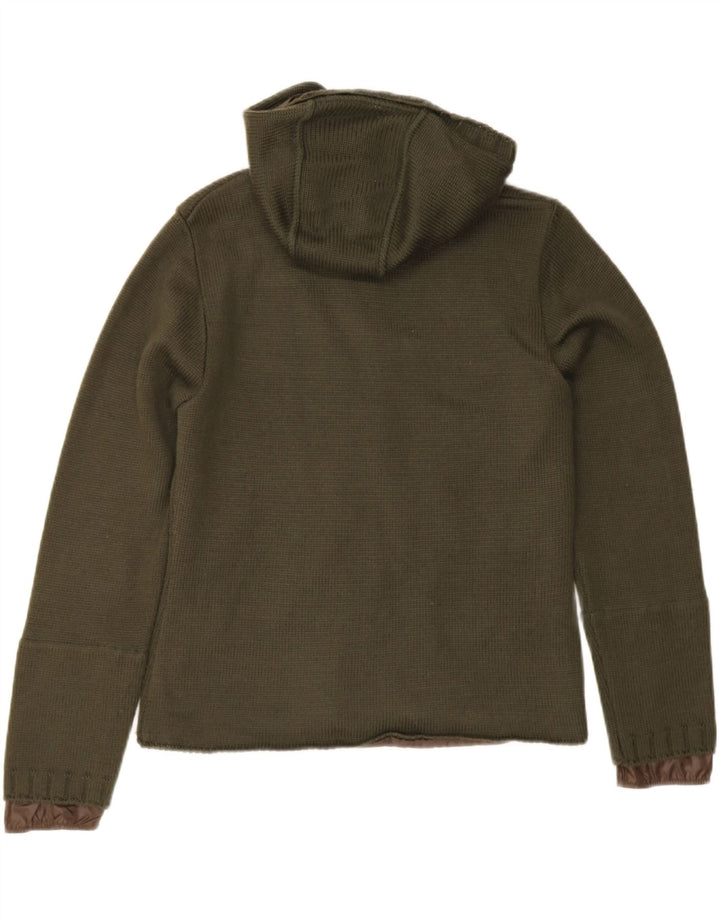 Jachetă bomber cu glugă din tricot Pinko pentru femei UK 10 Lână kaki mică