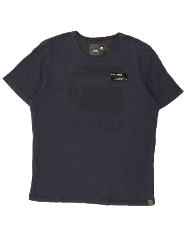 Tricou grafic pentru bărbați G-Star Top mare din bumbac bleumarin