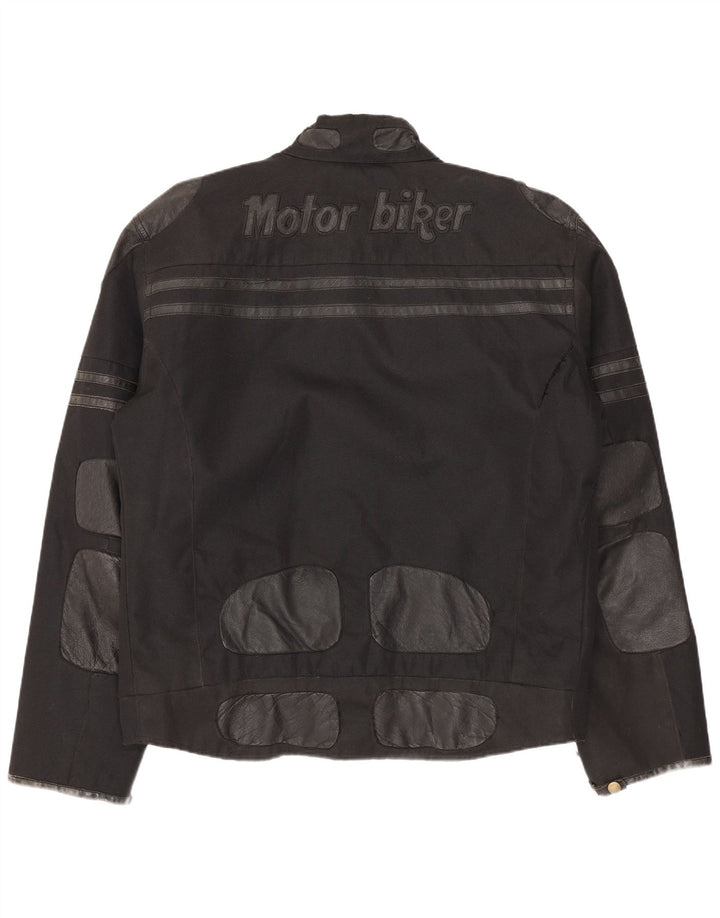 Jachetă de motociclist grafică pentru bărbați Master UK 40, mare, negru, nailon