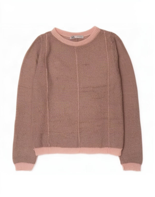 Pulover pentru damă Zara, cu gât de barcă, UK 10, poliamidă, roz mic