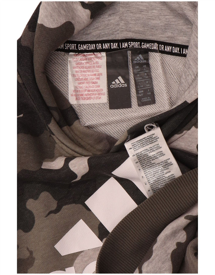 Pulover ADIDAS pentru băieți, cu grafică, 13-14 ani, maro, bumbac camuflaj