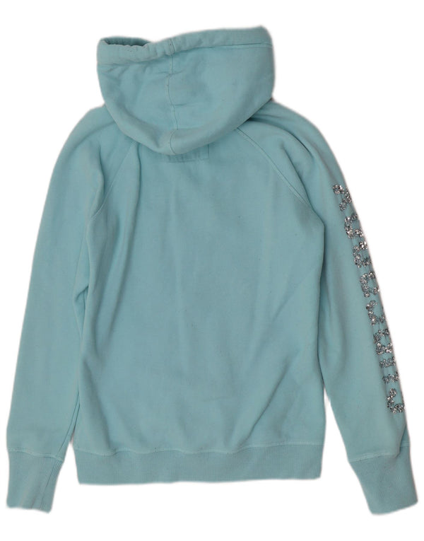 Pulover Superdry pentru damă, cu fermoar și grafic, bumbac mare, albastru, UK 16