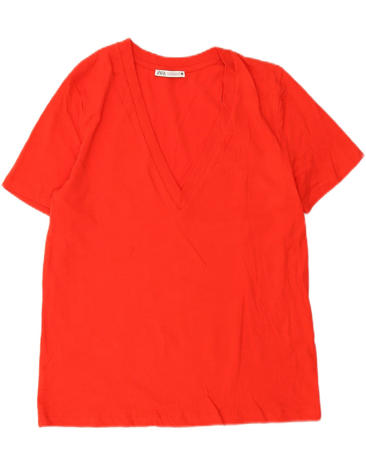 Tricou supradimensionat pentru femei Zara UK 10 Small Red Bumbac