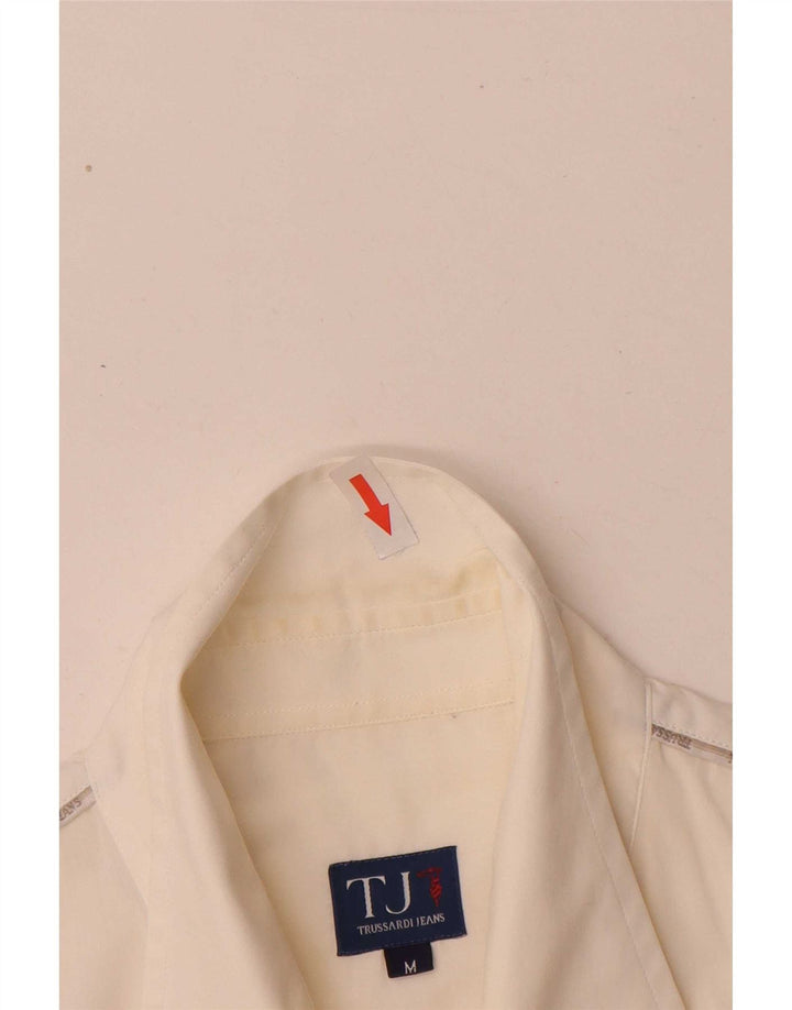 Cămașă Trussardi Jeans pentru bărbați, bumbac alb mediu