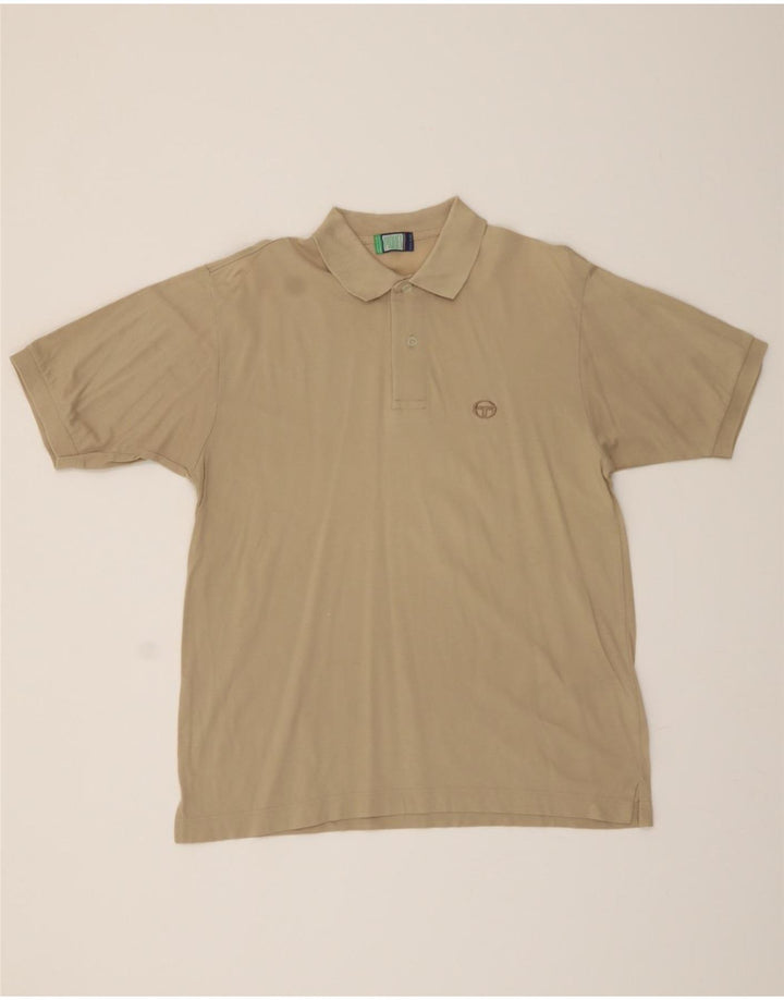 SERGIO TACCHINI Mens Polo Shirt Large Beige Cotton Vintage Sergio Tacchini and Second-Hand Sergio Tacchini from Messina Hembry 