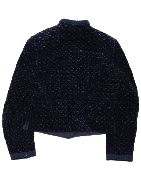 Jachetă Blazer Vintage pentru femei cu 7 nasturi UK 12 Medium Bluemarin Blue Spotted Bumbac