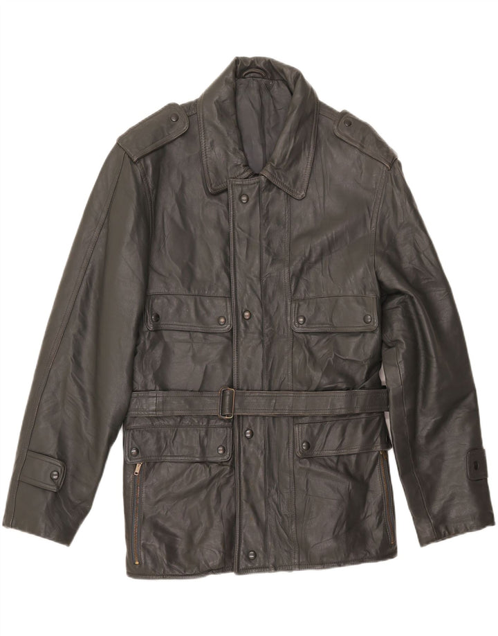 Jachetă militară din piele vintage pentru bărbați UK 38, gri mediu