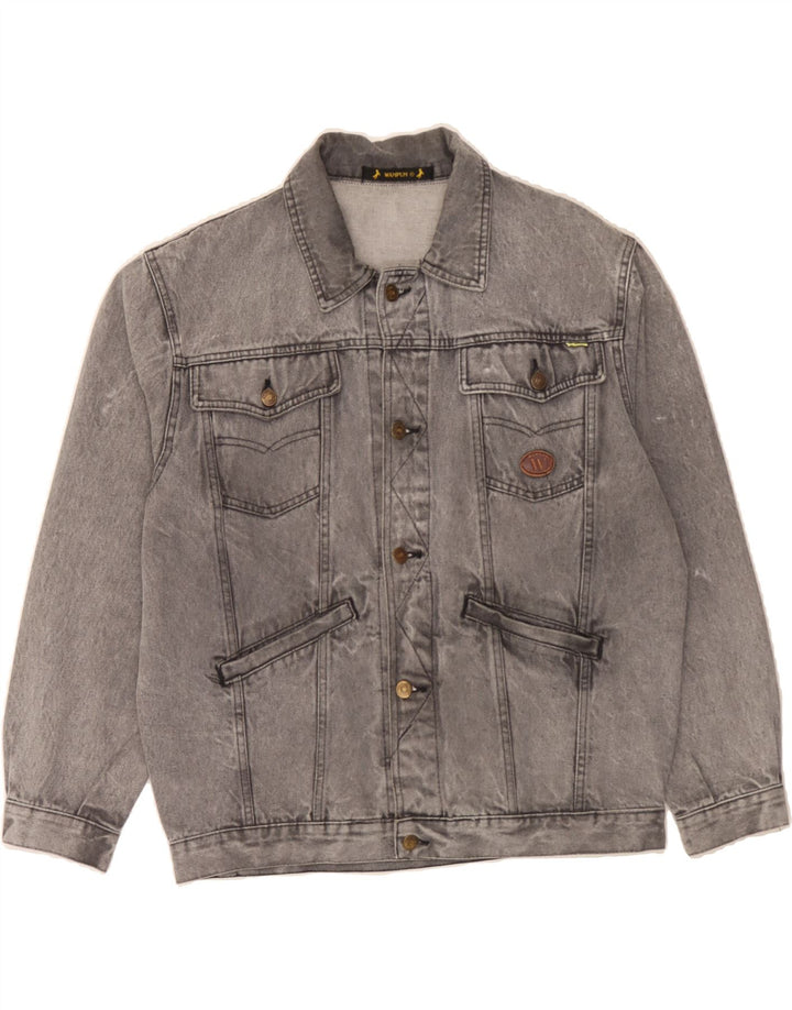 WAMPUM Mens Loose Fit Denim Jacket UK 38 Medium Grey Vintage Wampum and Second-Hand Wampum from Messina Hembry 