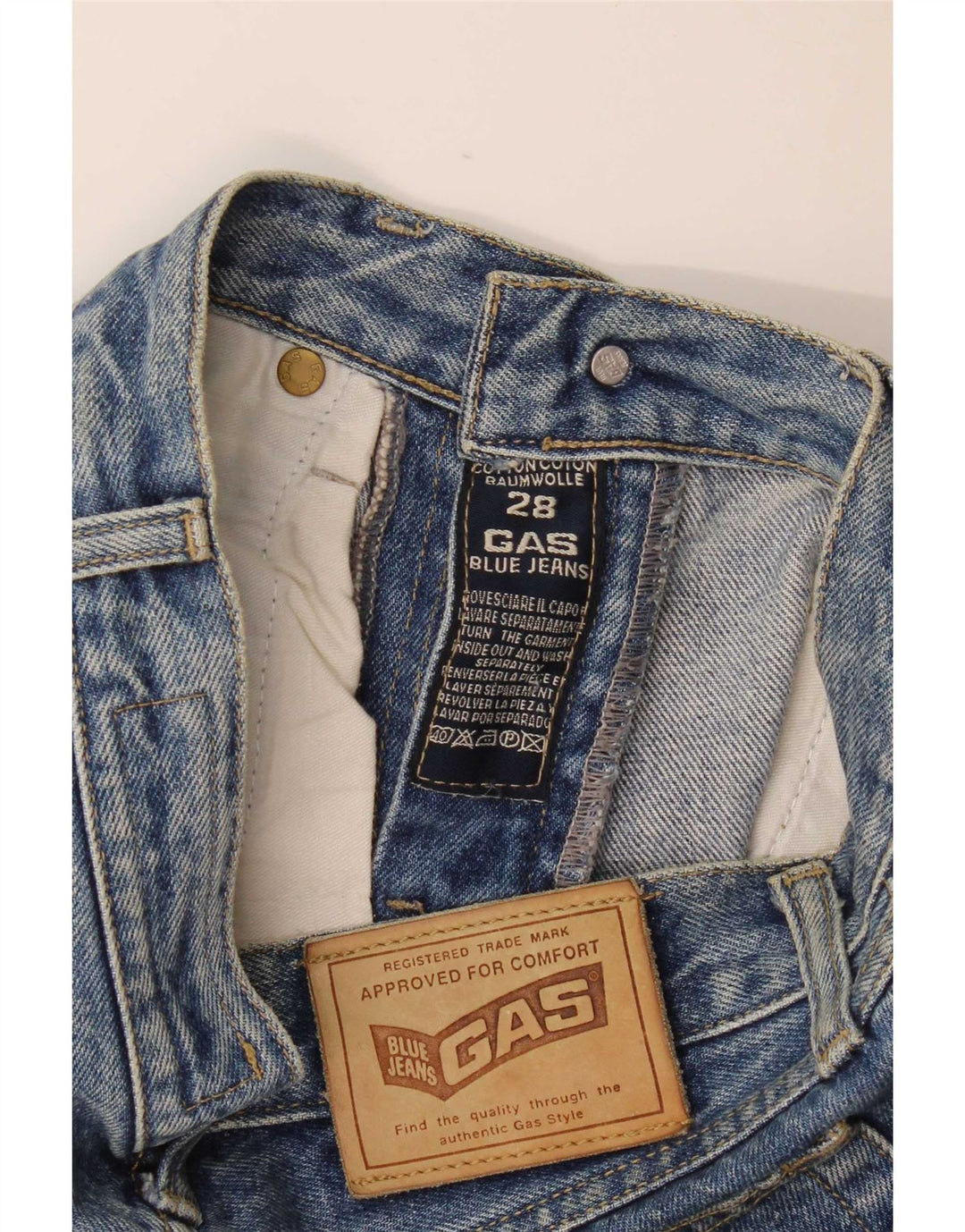 Pantaloni scurți din denim pentru femei Gas W28, bumbac albastru mediu