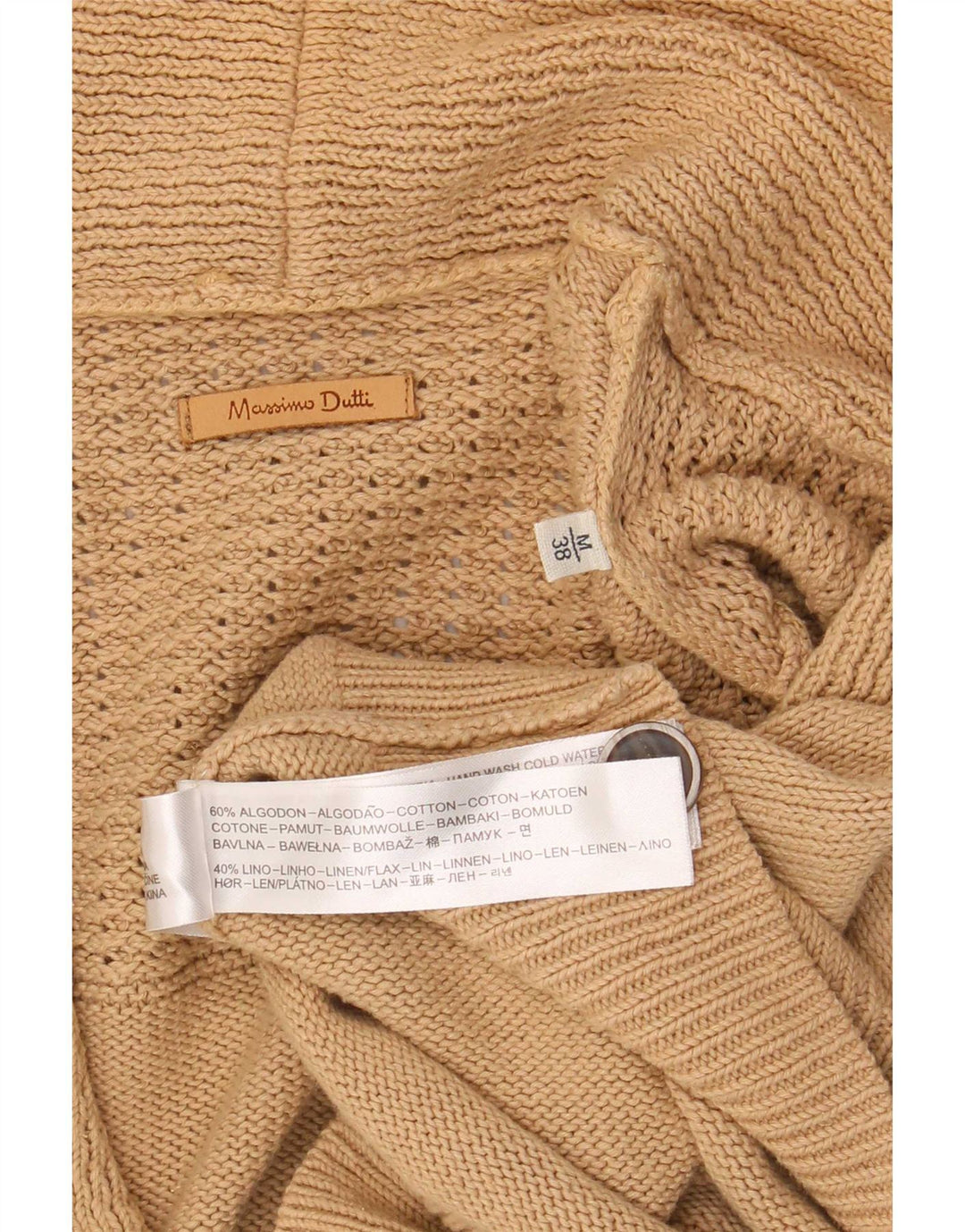 Pulover cardigan Massimo Dutti pentru bărbați, bumbac, bej mediu