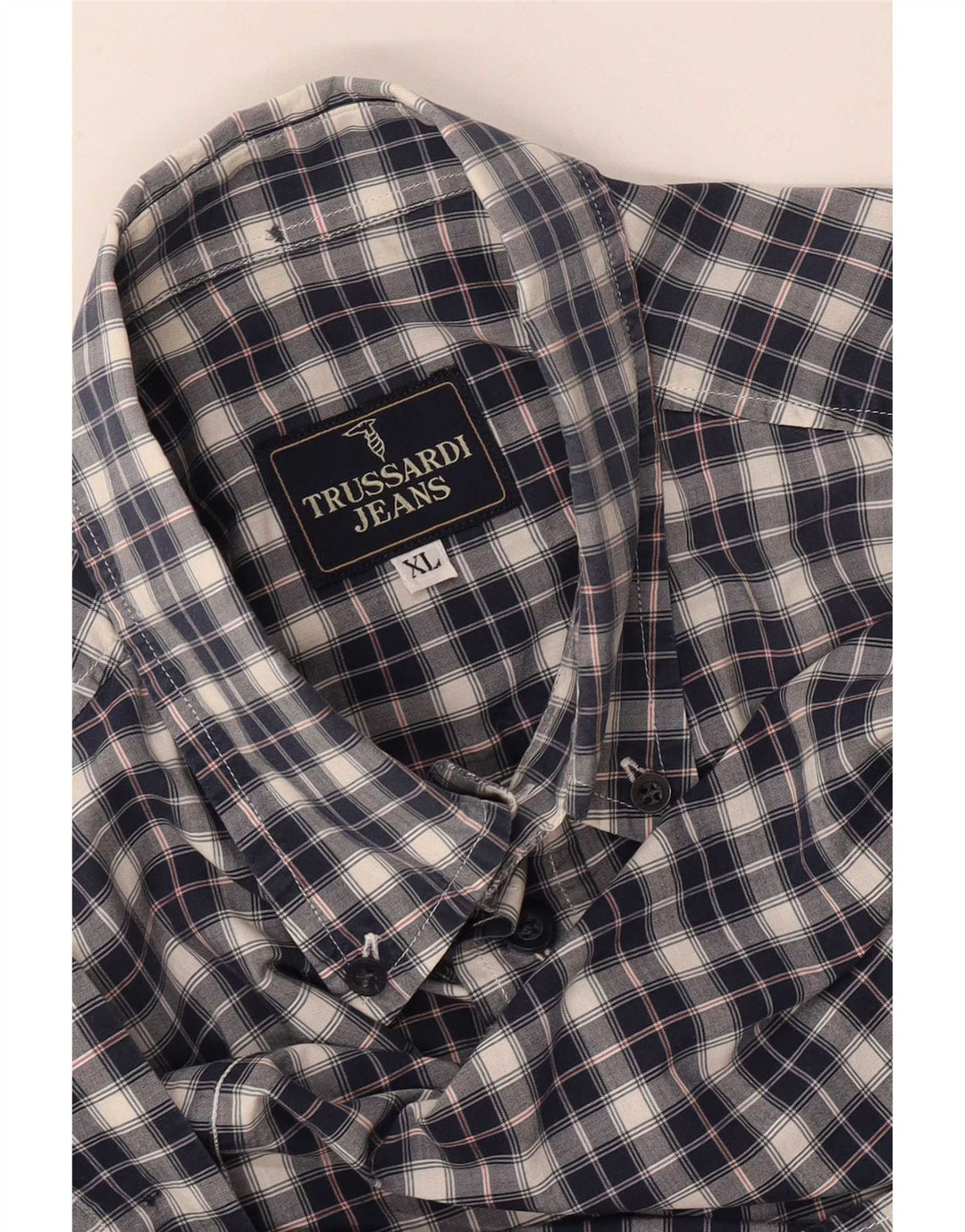 Cămașă cu mânecă scurtă Trussardi Jeans pentru bărbați, XL, bleumarin, carouri