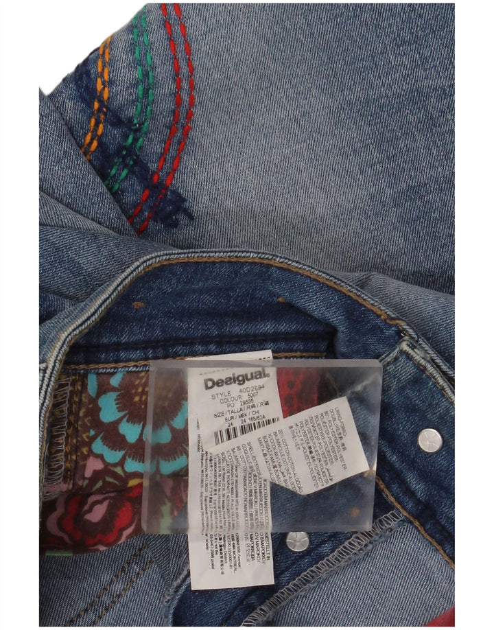 DESIGUAL Blugi subțiri cu grafic pentru femei W24 L32 Poliester floral albastru