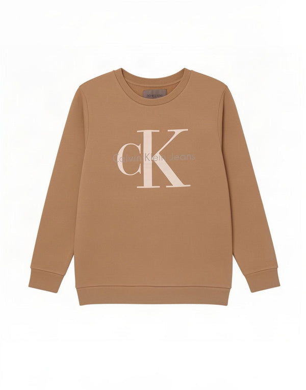 Calvin Klein Jeans Pulover cu grafic pentru femei UK 10 Mic Bej