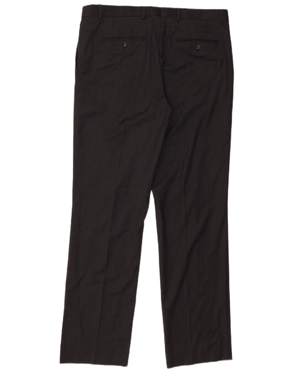 Pantaloni de costum drepți pentru bărbați Zara EU 46 XL W36 L32 Lână neagră cu dungi