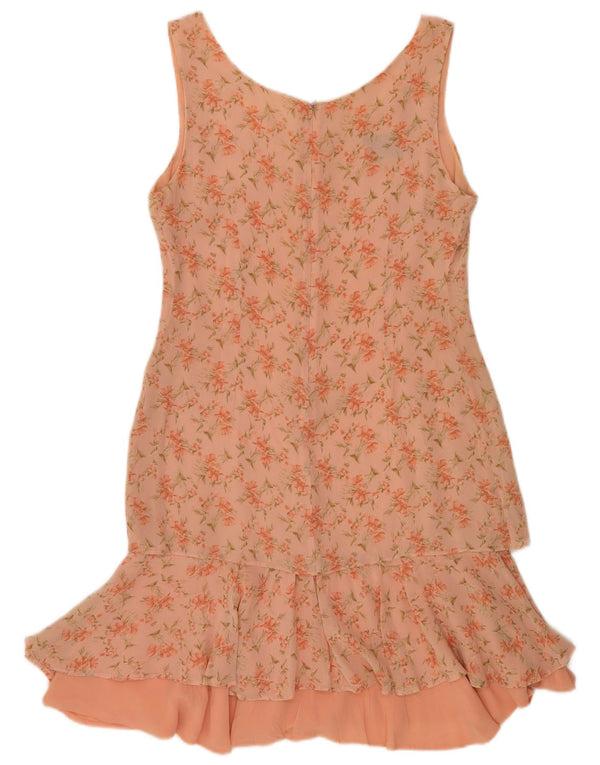 ON5IVE Womens Sleeveless Drop Waist Dress UK 10 Small Pink Floral Polyester