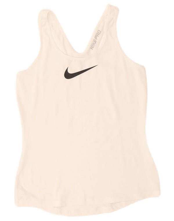 Top cu vestă grafică Nike Dri Fit pentru femei UK 14 Large White