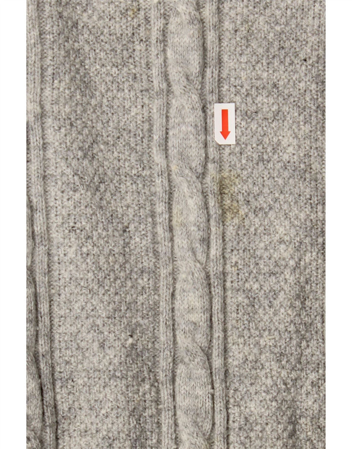 Crew Clothing Pulover pentru bărbați, cu fermoar, cu gât, lână de miel mare, gri
