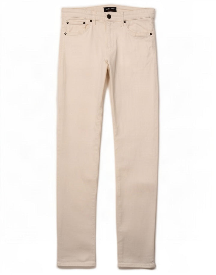Blugi slim pentru bărbați Jack & Jones W32 L34 bumbac alb