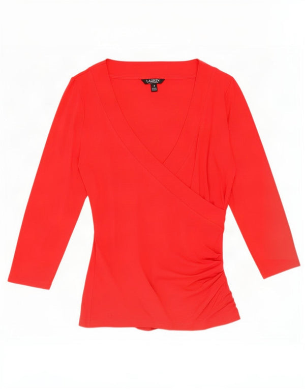 Ralph Lauren Top pentru femei cu mâneci 3/4 UK 12 Medium Red Viscose