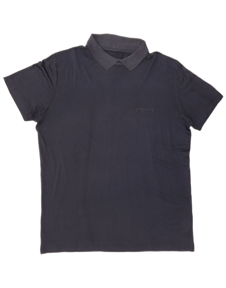 GIORGIO ARMANI Tricou Polo Bărbați IT 50 Medium Bleumarin Mătase
