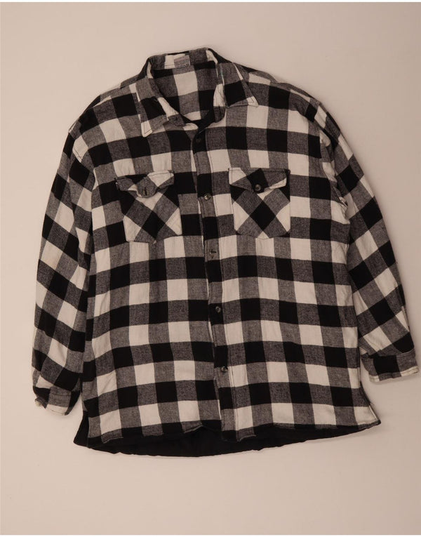 Cămașă de flanel pentru bărbați VINTAGE 3XL, bumbac vichy negru