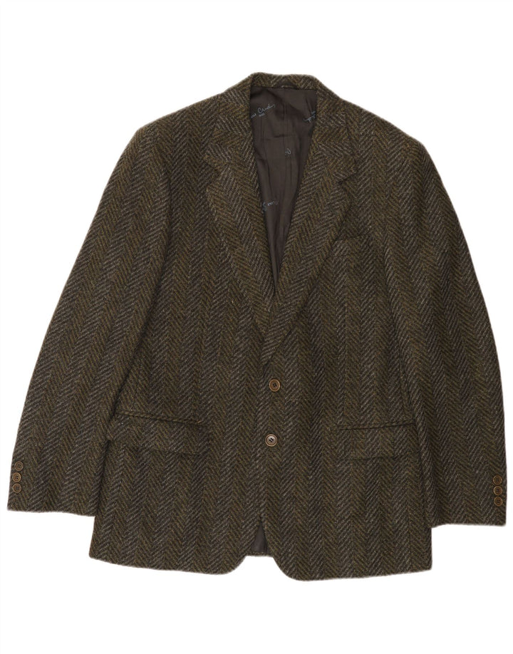 Jachetă blazer pentru bărbați Pierre Cardin cu 2 nasturi UK 38 Medium Khaki Herringbone