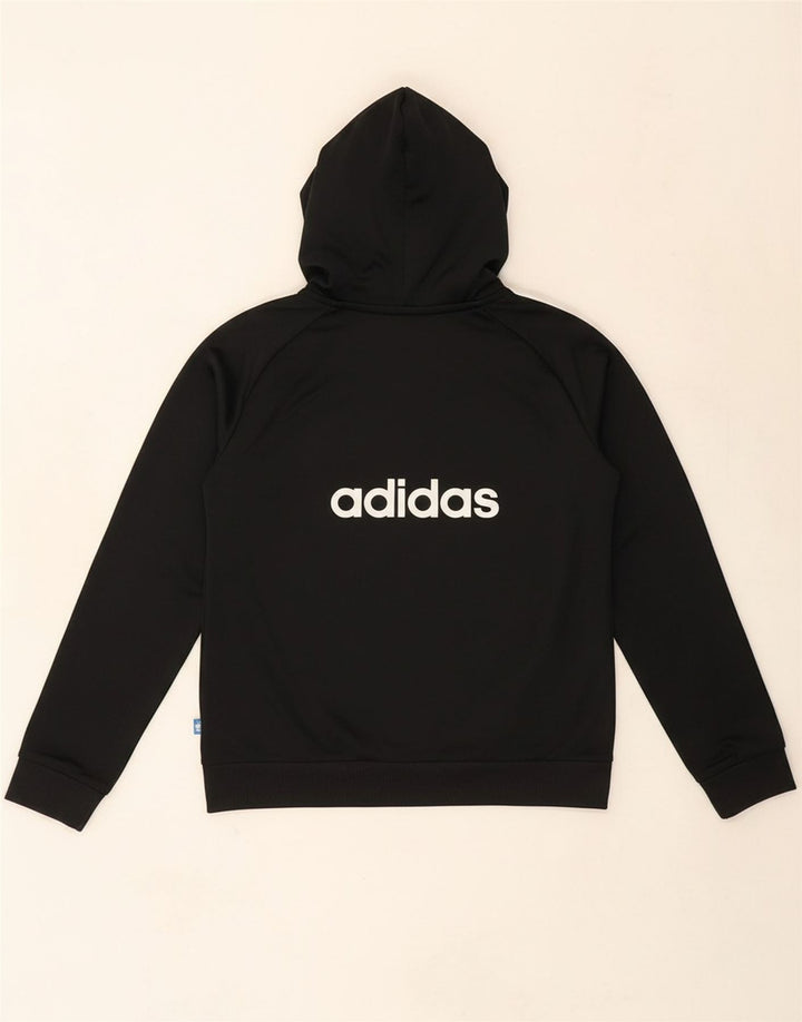 ADIDAS Womens Graphic Zip Hoodie Sweater UK 12 Medium Black Polyester Vintage Adidas and Second-Hand Adidas from Messina Hembry 