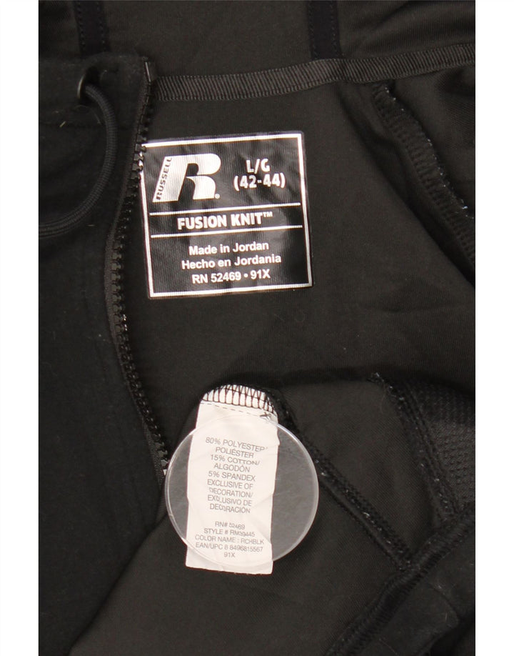 RUSSELL ATHLETIC Pulover cu capota cu fermoar pentru bărbați Marea Britanie 42/44 Poliester negru mare