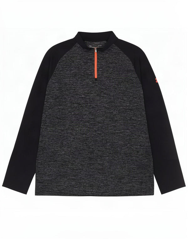 Under Armour pentru bărbați loose fit, cu fermoar, cu gât, cu mânecă lungă, mare, pete negru