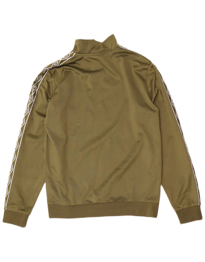 Pulover pentru bărbați Umbro, cu grafică, cu fermoar și gât, din poliester kaki mic