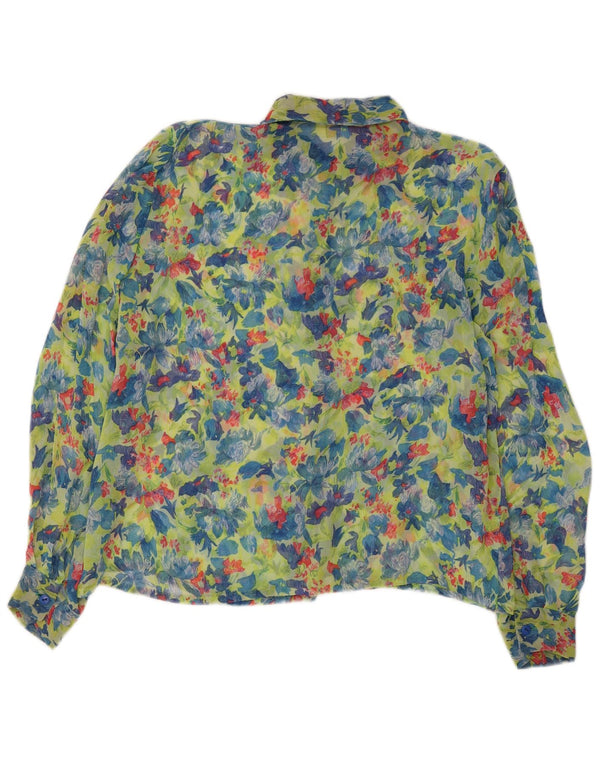 Bluză cămașă transparentă pentru femei Leonik IT 52 2XL, verde, florală