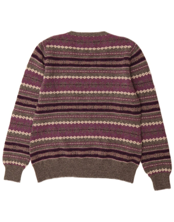 Marie Lund Pulover cu decolteu în V pentru femei UK 12 Medium Purple Fair Isle