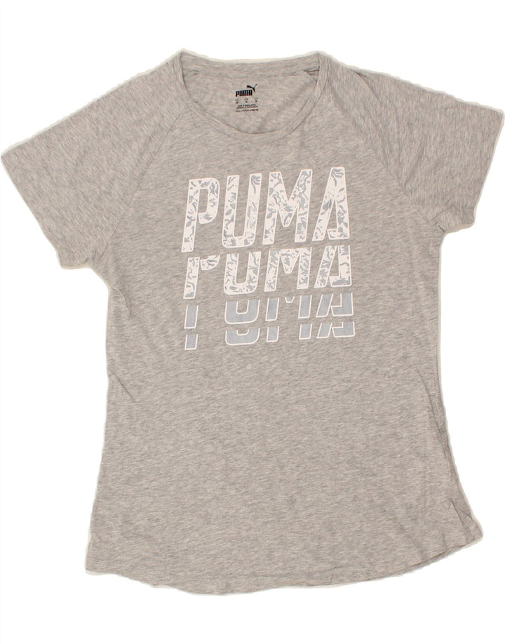 PUMA Womens Graphic T-Shirt Top UK 12 Medium Grey Cotton Vintage Puma and Second-Hand Puma from Messina Hembry 