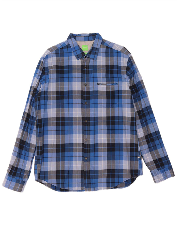 Cămașă pentru bărbați Hugo Boss Regular Fit XL Blue Check Bumbac