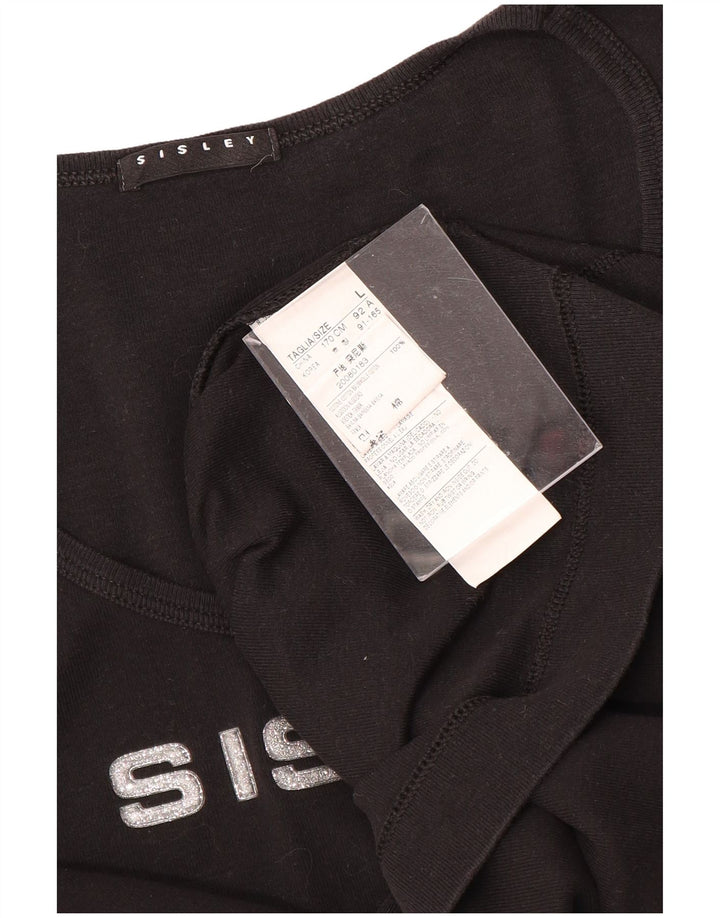 SISLEY Tricou cu grafică pentru femei Top UK 14, mare, negru, bumbac