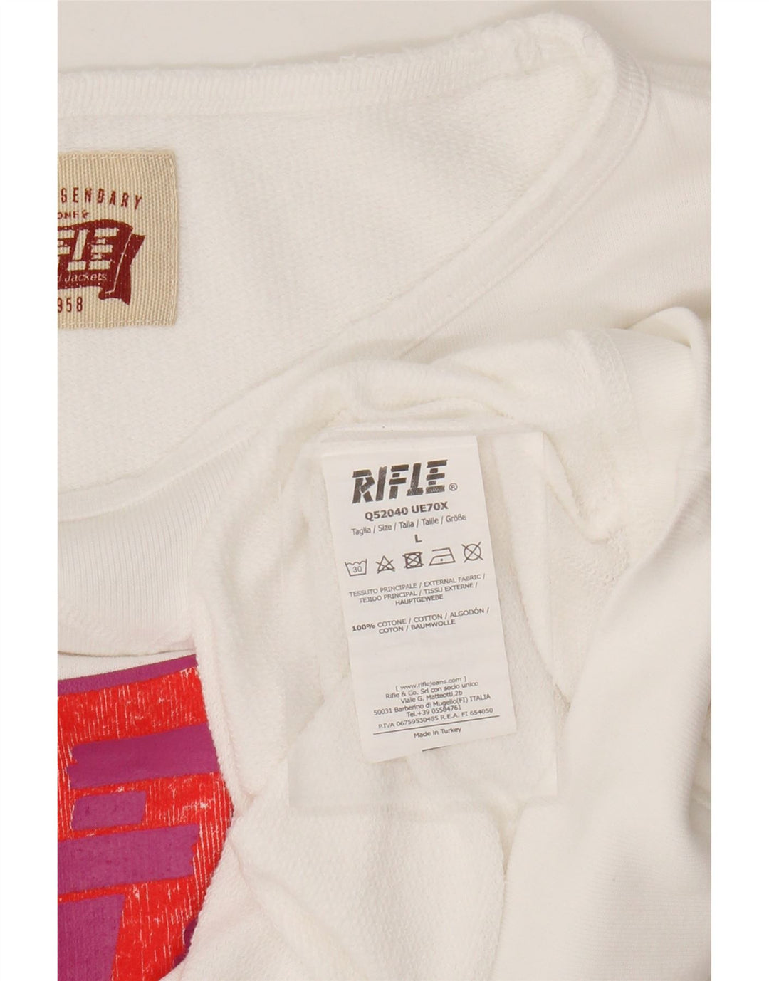 Pulover pentru femei Rifle cu grafic crop Pulover UK 16, mare, alb, bumbac