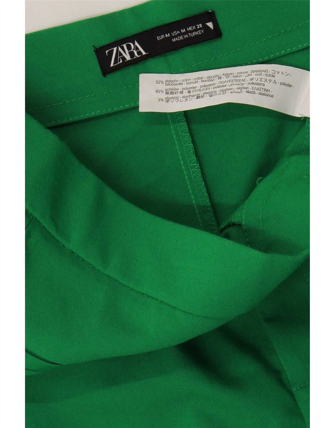 Pantaloni tăiați pentru femei Zara, L28 L25, verde, bumbac