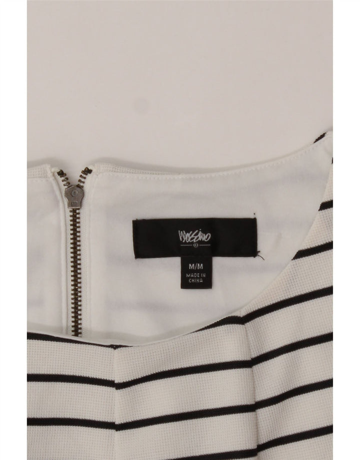 MOSSIMO Womens Sleeveless Blouse Top UK 14 Medium White Striped Polyester Vintage Mossimo and Second-Hand Mossimo from Messina Hembry 