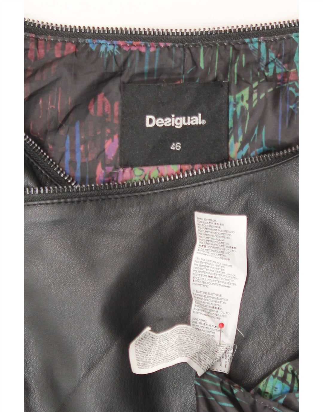 Jachetă biker din piele artificială Desigual pentru femei EU 46 XL poliuretan negru