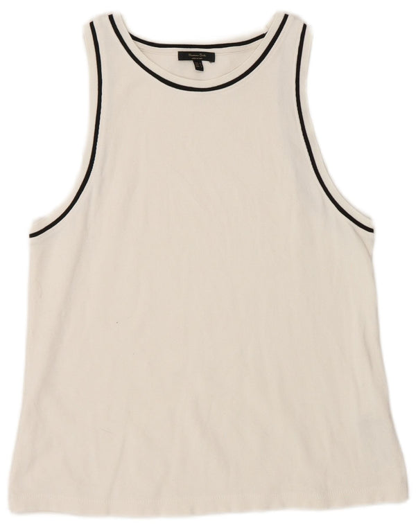 Massimo Dutti Femei Vest Top UK 12 Medium White Viscose