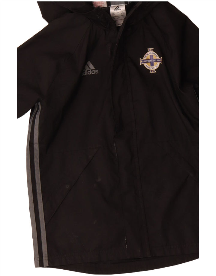 Jachetă de vânt cu glugă cu glugă Adidas pentru băieți, 9-10 ani, poliester negru