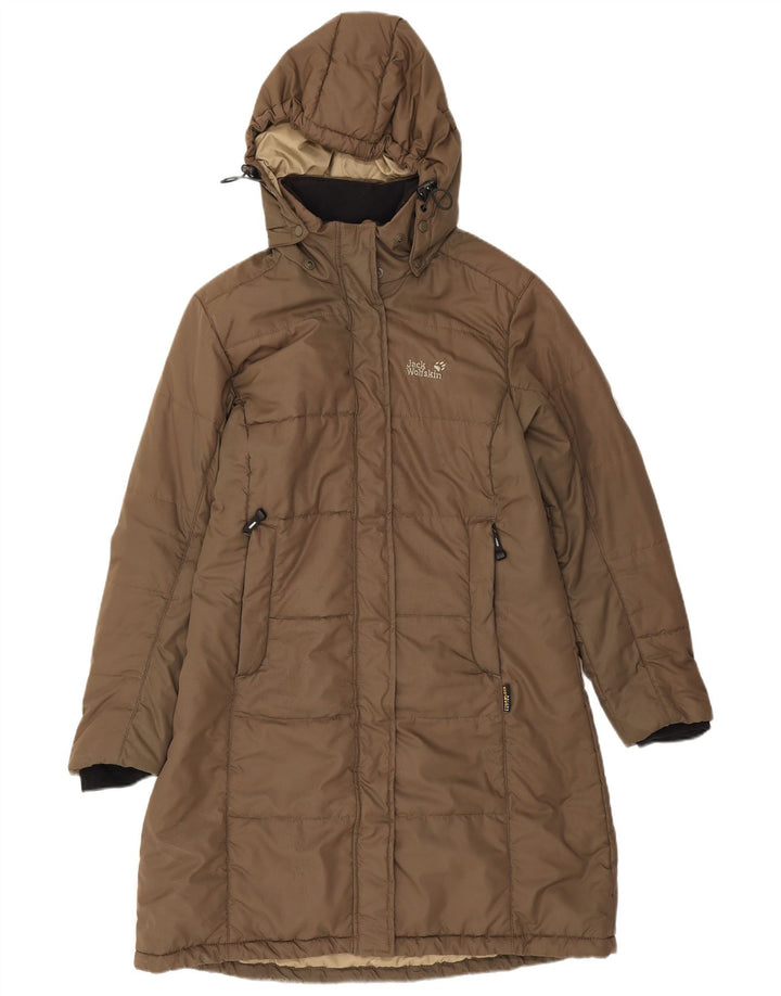 Jack Wolfskin Palton căptușit cu glugă pentru femei UK 16 Poliester maro mare