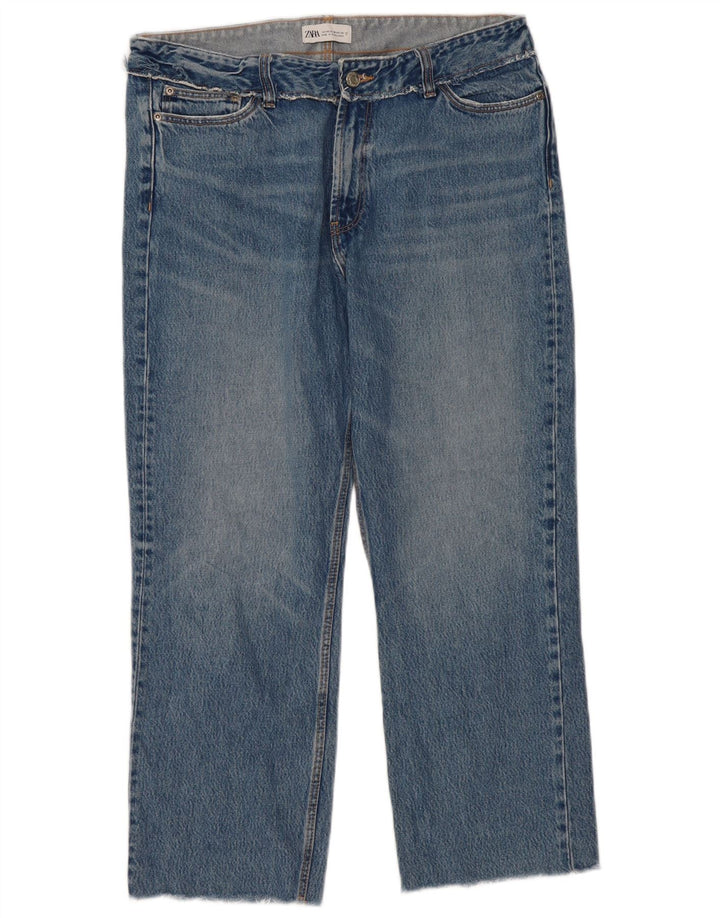 Blugi drepti pentru femei Zara EU 42 Large W32 L27 Albastru