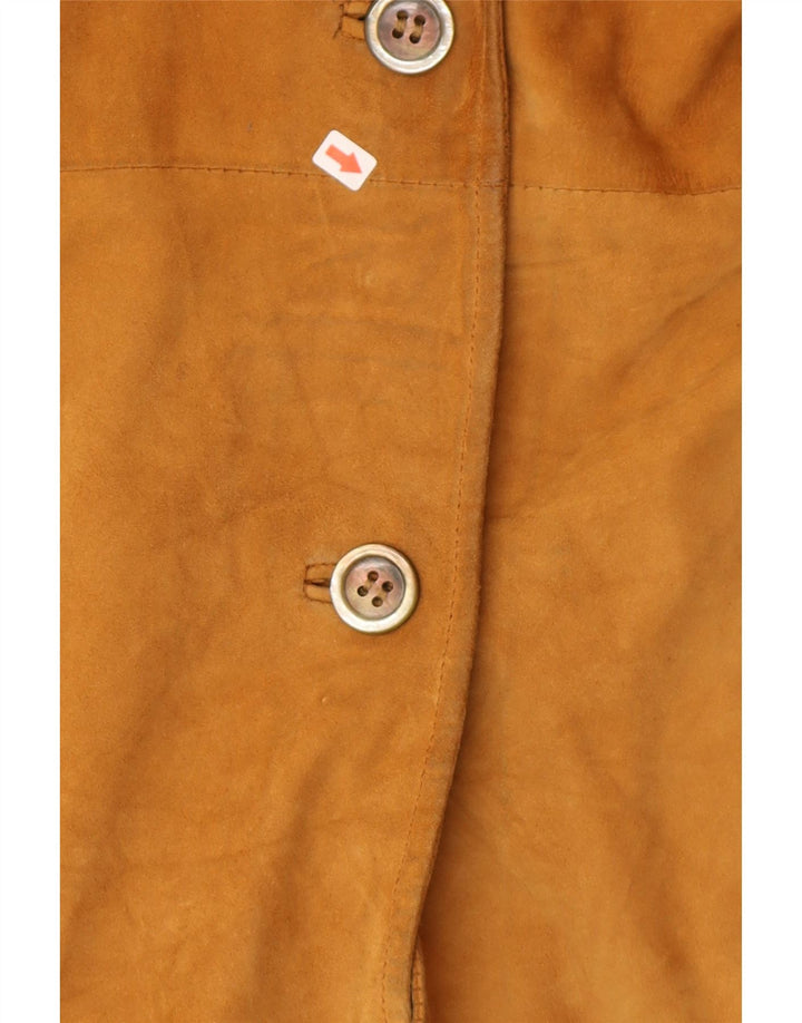Blazer Vintage pentru femei cu 3 nasturi din piele intoarsa UK 14 din piele maro medie