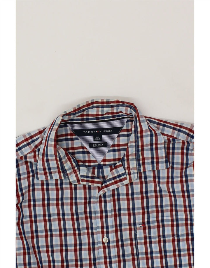 TOMMY HILFIGER Mens Shirt Large Blue Check Cotton Vintage Tommy Hilfiger and Second-Hand Tommy Hilfiger from Messina Hembry 