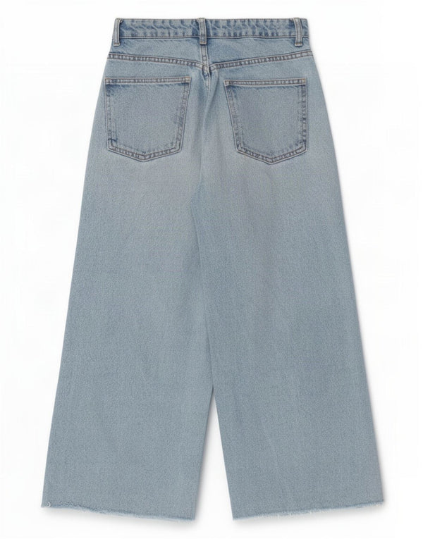 Blugi pentru femei Zara cu talie înaltă cu picioare largi EU 32 2XS L22 L22 Albastru Bumbac