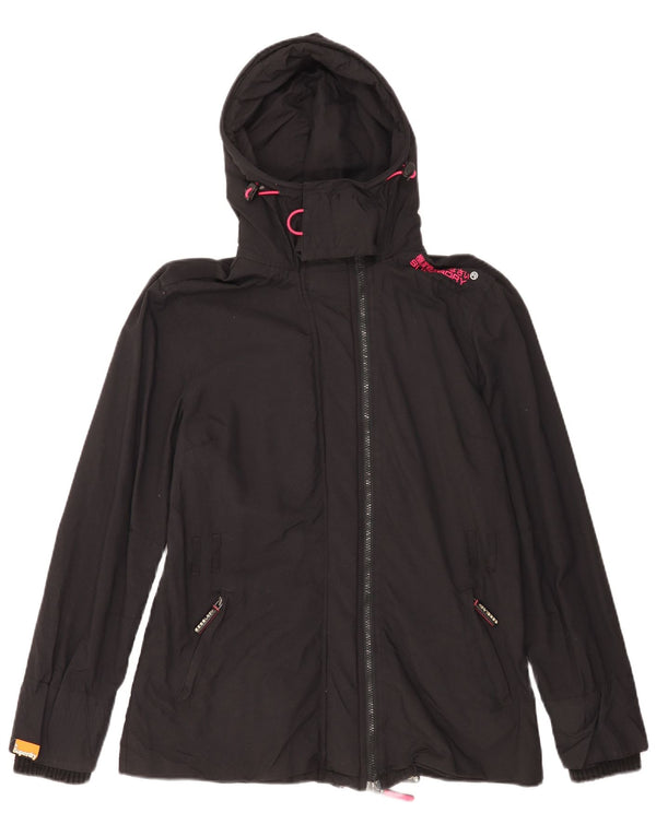 Jachetă de ploaie cu glugă Superdry Windmac pentru femei UK 18 XL Nylon negru