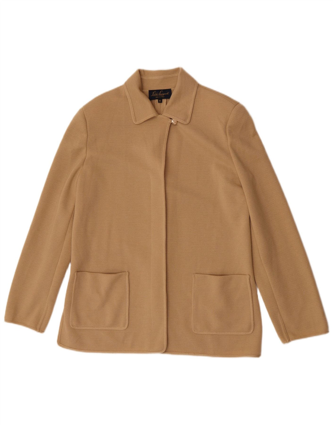 Luisa Spagnoli Pulover Cardigan Femei UK 14 Medium Bej Lână