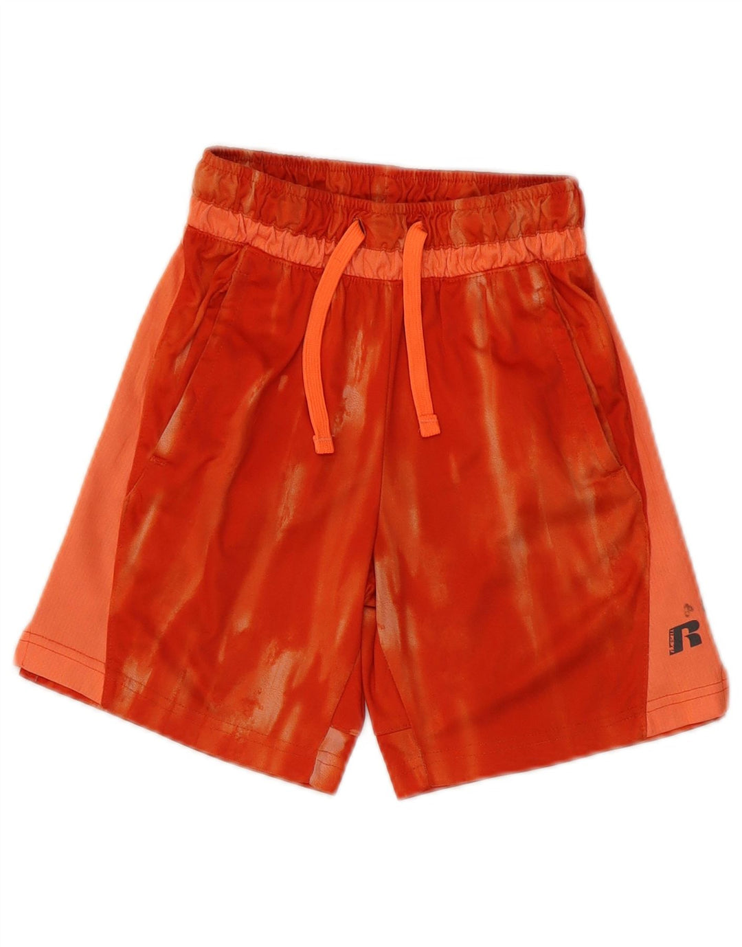 Pantaloni scurți sport pentru băieți RUSSELL ATHLETIC 7-8 ani, portocaliu mediu, color block