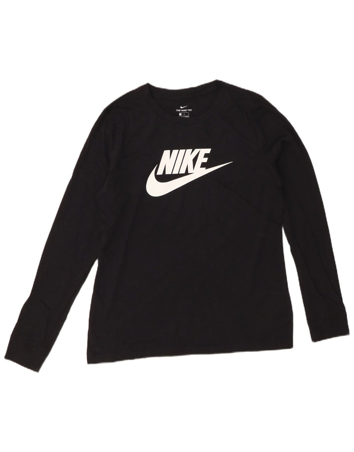 Top grafic NIKE pentru femei cu mânecă lungă UK 14, bumbac mediu negru